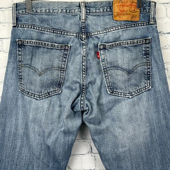Levis 514 Straight Fit Jeans Distressed Levi Strauss Denim Blue Mens 32x32 - Picture 14 of 14